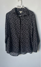 Load image into Gallery viewer, Max Studio Womens Black White Leaf Printed Long Sleeve Button-Up Shirt Size M

