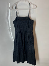 Load image into Gallery viewer, Ann Taylor Womens Black Floral Embroidered Eyelet Fit &amp; Flare Dress Size 0
