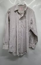 Load image into Gallery viewer, Brooks Brothers Mens White Black Striped Long Sleeve Collared Dress Shirt Sz 16
