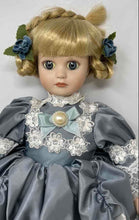 Load image into Gallery viewer, Blonde Hair Gray Eyes Collectible Victorian Porcelain Doll In Long Maxi Dress
