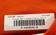 Load image into Gallery viewer, Lacoste Mens Orange Cotton Short Sleeve Henley Neck Pullover T-Shirt Size 5
