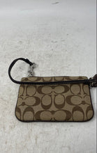 Load image into Gallery viewer, Coach Womens Beige Signature Print Corner Zip Mini Wristlet Wallet

