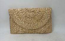 Load image into Gallery viewer, Unbranded Womens Beige Woven Straw Envelope Flap Clutch Handbag
