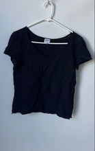 Load image into Gallery viewer, Armani Collezioni Womens Black V-Neck Short Sleeve Blouse Top Size 10
