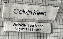 Load image into Gallery viewer, Calvin Klein Mens White Check Wrinkle Free Fresh Dress Shirt Size L 16-16.5
