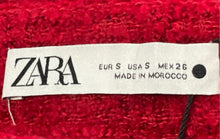 Load image into Gallery viewer, Zara Womens Red Tweed Flat Front Regular Fit Side Zipper Short Mini Skirt Size S
