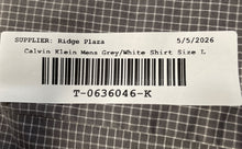 Load image into Gallery viewer, Calvin Klein Mens Gray White Check Long Sleeve Slim Fit Button-Up Shirt Size L
