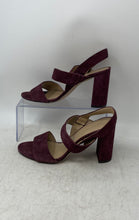 Load image into Gallery viewer, Ann Taylor Womens Burgundy Open Toe Slip-On Block Slingback Heels Size 7.5M
