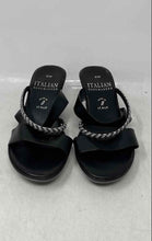 Load image into Gallery viewer, Italian Shoemakers Womens Black Leather Wedge Heel Slip-On Slide Sandals Size 6M
