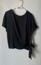 Load image into Gallery viewer, Express Womens Black Short Dolman Sleeve Round Neck Belted Blouse Top Size M

