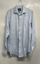 Load image into Gallery viewer, Kenneth Cole Mens Blue White Awearness Slim Fit Stretch Non-Iron Dress Shirt L
