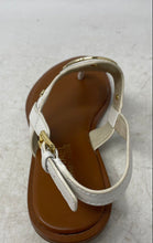 Load image into Gallery viewer, Michael Kors Womens Casey White Leather Logo Buckle Thong Sandals Size 5M
