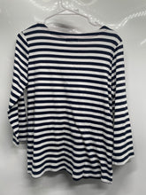 Load image into Gallery viewer, Nautica Womens Blue Striped Boat Neck Long Sleeve Shoulder Buttons Blouse Top M
