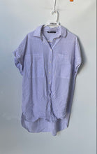 Load image into Gallery viewer, Zara Womens Blue White Striped Short Sleeve Button-Up Shirt Size Small
