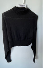 Load image into Gallery viewer, Zara Womens Black Mock Neck Long Sleeve Cropped Pullover Sweater Size Medium

