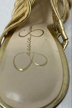 Load image into Gallery viewer, Jessica Simpson Womens Alimar Gold Block Heel Slip-On Strappy Sandals Size 7.5M
