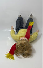 Load image into Gallery viewer, Wags Rite Girl Ice Skater Blue Eyes Yellow Sweater Red Scarf Collector Doll

