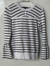 Load image into Gallery viewer, Tommy Hilfiger Womens Black &amp; White Striped Print Pullover Sweater Size S
