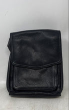 Load image into Gallery viewer, Fossil Womens Black Pebbled Leather Adjustable Strap Flap Crossbody Bag

