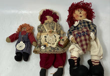 Load image into Gallery viewer, Set Of 3 Collection Of Rustic Rag Dolls Boyds Bears Bearwear Raggedy Ann Cloth
