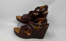 Load image into Gallery viewer, Born Womens Brown Leather Adjustable Strap Wedge Heel Strappy Sandals Size 9

