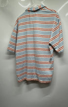 Load image into Gallery viewer, Zara Mens Blue Red Striped Short Sleeve Collared Button-Up Shirt Size L
