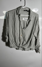 Load image into Gallery viewer, Zara Womens White Green Striped Long Sleeve Regular Fit Button-Up Shirt Size S
