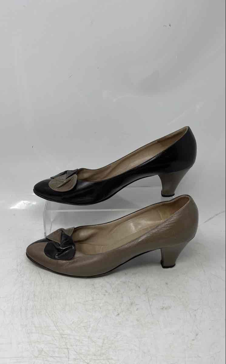 Bruno Magli Womens Black Brown Leather Slip-On Pump Heels Size 7.5 B