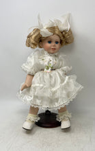 Load image into Gallery viewer, Antique Ceramic Decor Blonde Hair Blue Eyes White Dress Bows Fashion Doll
