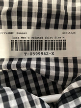 Load image into Gallery viewer, Zara Mens Black White Printed Collared Long Sleeve Button-Up Shirt Size M
