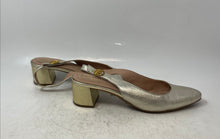 Load image into Gallery viewer, Cole Haan Womens The Go-To Gold Leather Block Heel Slingback Sandals Size 9
