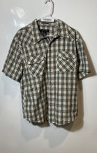 Load image into Gallery viewer, Calvin Klein Mens Green Beige Plaid Short Sleeve Button-Up Shirt Size L
