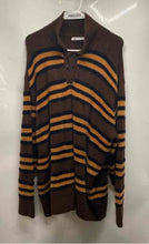 Load image into Gallery viewer, Zara Mens Brown Orange Striped Print Long Sleeve Pullover Sweater Size XL
