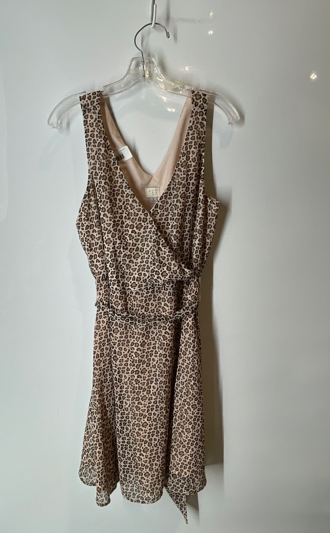 A New Day Womens Brown Leopard Print Belted Sleeveless Wrap Dress Size Medium