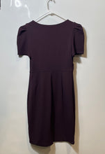 Load image into Gallery viewer, Express Womens Purple Short Puff Sleeve V-Neck Side Ruched Sheath Dress Size S
