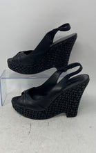 Load image into Gallery viewer, Banana Republic Womens Black Wedge Heel Slingback Sandals Shoes Size 7.5
