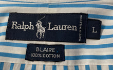 Load image into Gallery viewer, Ralph Lauren Mens Light Blue White Striped Short Sleeve Button-Up Shirt Size L
