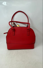 Load image into Gallery viewer, Nanette Lepore Womens Madilyn Red Faux Leather Dome Satchel Bag W/ Floral Scarf
