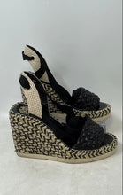 Load image into Gallery viewer, Vince Camuto Womens Bryleigh Black Beige Leather Wedge Espadrille Sandals 6.5M

