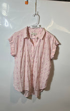 Load image into Gallery viewer, Loft Womens Pink Purple Printed Short Sleeve Collared Blouse Top Size Medium
