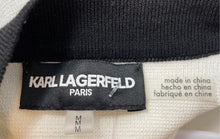Load image into Gallery viewer, Karl Lagerfeld Womens White Black Striped Open Front Cardigan Sweater Size M
