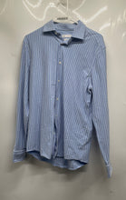 Load image into Gallery viewer, Zara Mens Light Blue White Striped Long Sleeve Regular Fit Button-Up Shirt Sz M
