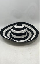 Load image into Gallery viewer, Sun N Sand Womens Black White Striped UPF 50+ Protection Wide-Brim Sun Hat
