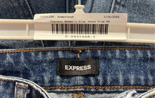 Load image into Gallery viewer, Express Womens Blue Medium Wash Pockets Distressed Denim Mom Jeans Size 4R
