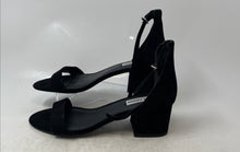 Load image into Gallery viewer, Steve Madden Womens Black Leather High Block Ankle Strap Heels Size 9M
