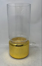 Load image into Gallery viewer, Vintage Floral Clear Gold-Tone Glass Collectible Large Candle Holder With Candle
