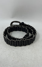 Load image into Gallery viewer, Nanni Womens Black Silver-Tone Leather Ball Chain Bead Buckle Braided Belt
