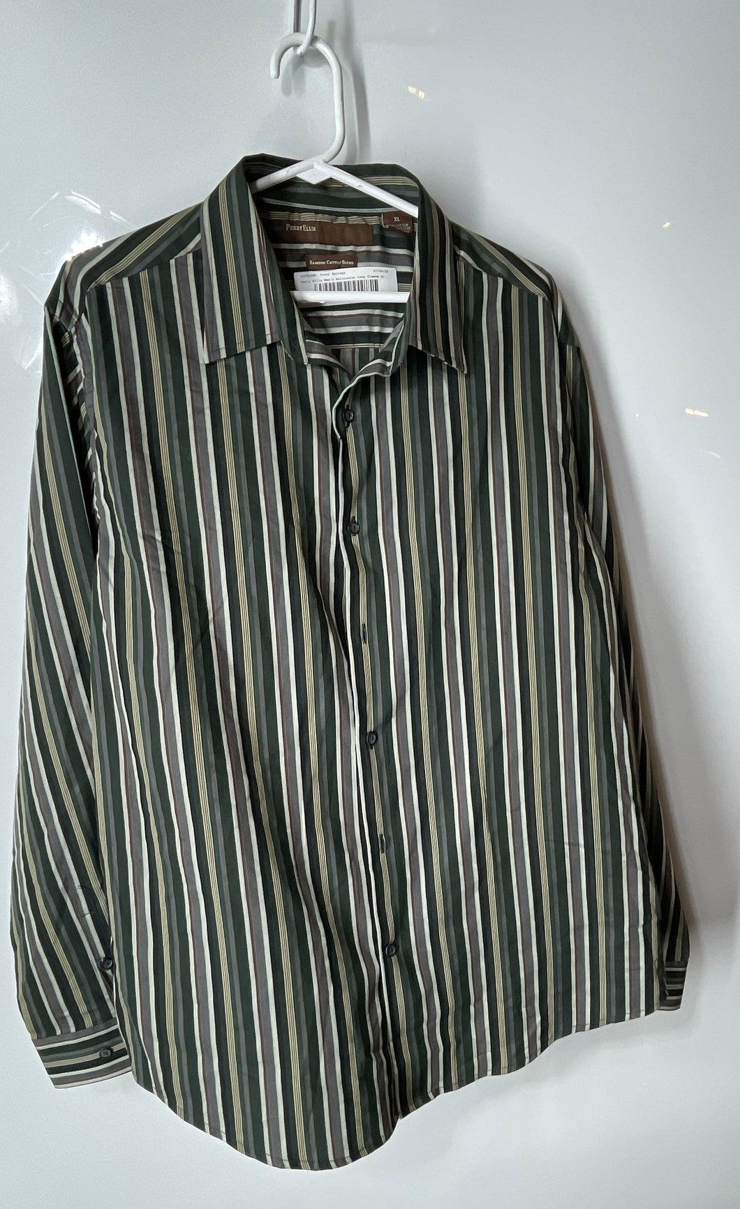 Perry Ellis Mens Multicolor Striped Long Sleeve Button-Up Shirt Size XL