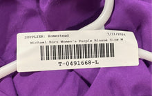 Load image into Gallery viewer, Michael Kors Womens Purple Long Sleeve Studded Popover Tunic Top Size Medium
