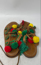 Load image into Gallery viewer, Et Club Womens Multicolor Leather Open Toe Pom Pom Strappy Sandals Size EU 41
